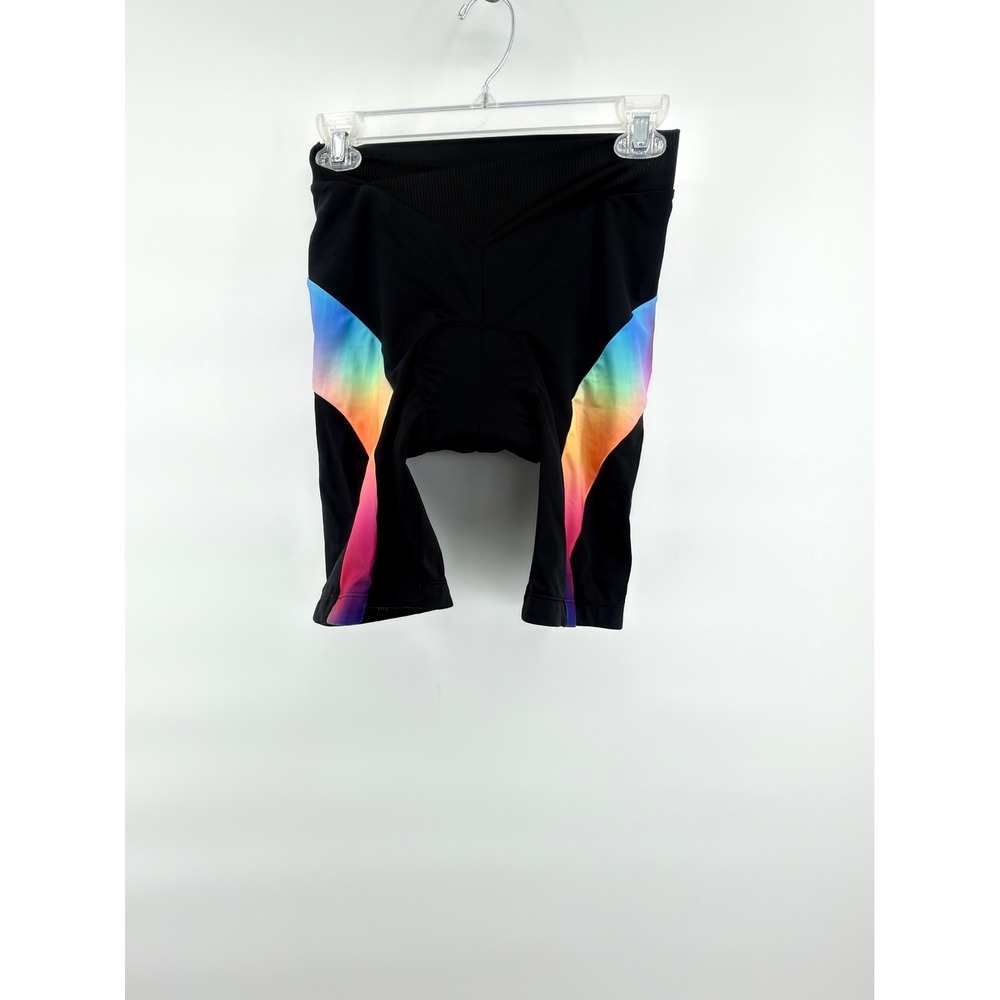 Beroy Womens Padded Cycling Shorts Medium Black Rainbow Gradient 3D Gel Bicycle
